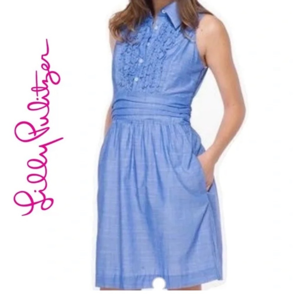 Lilly Pulitzer chambray indigo Essie shirt dress